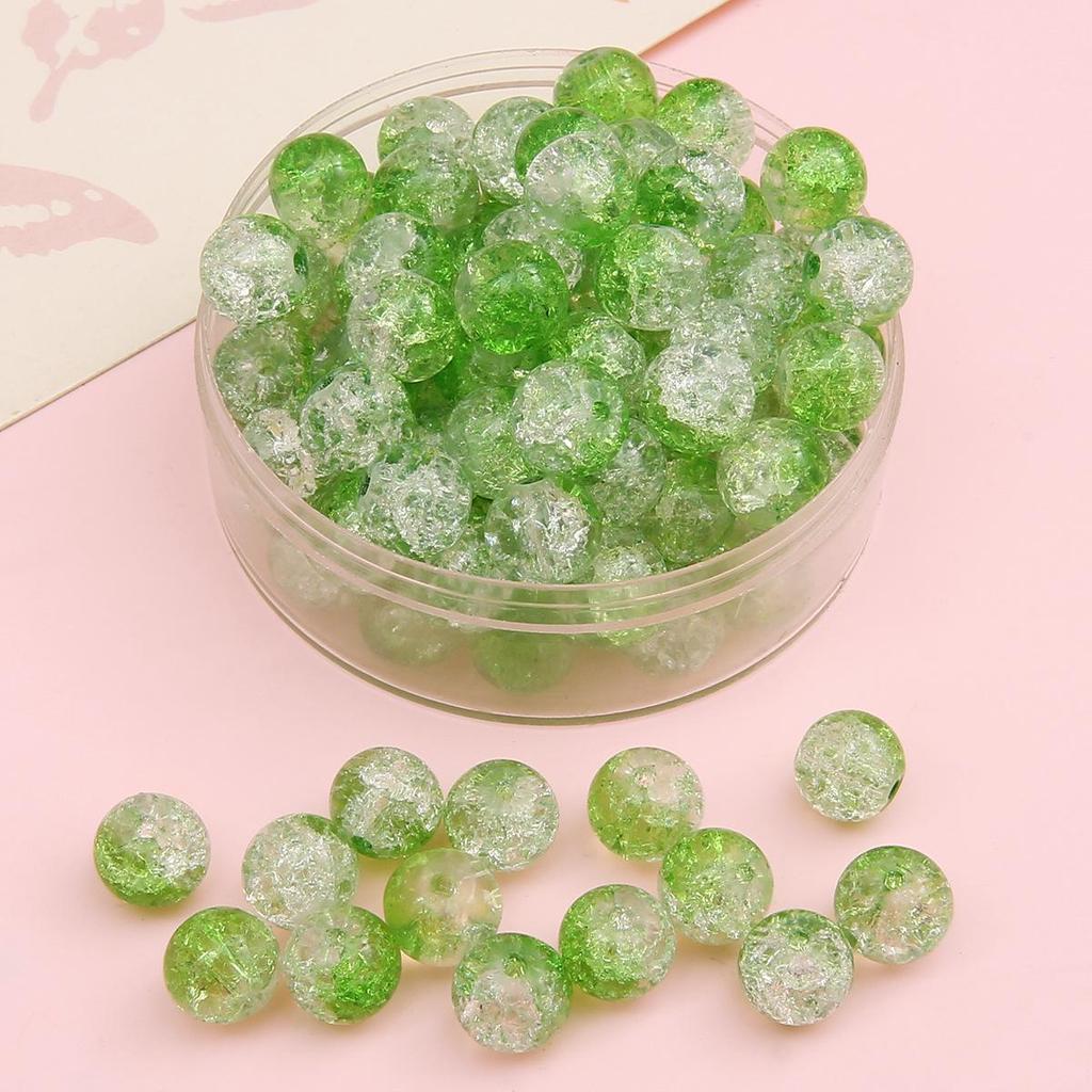 Perline di Vetro Crackle da 8/10mm per Gioielli Fai da Te - Perline Rotonde per Braccialetti e Collane