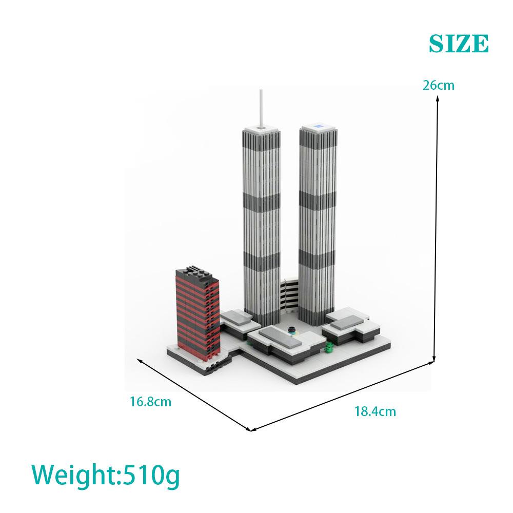 MOC Set Twin Towers Creative Design Compatible with Small Particle Building Blocks Children's Gift