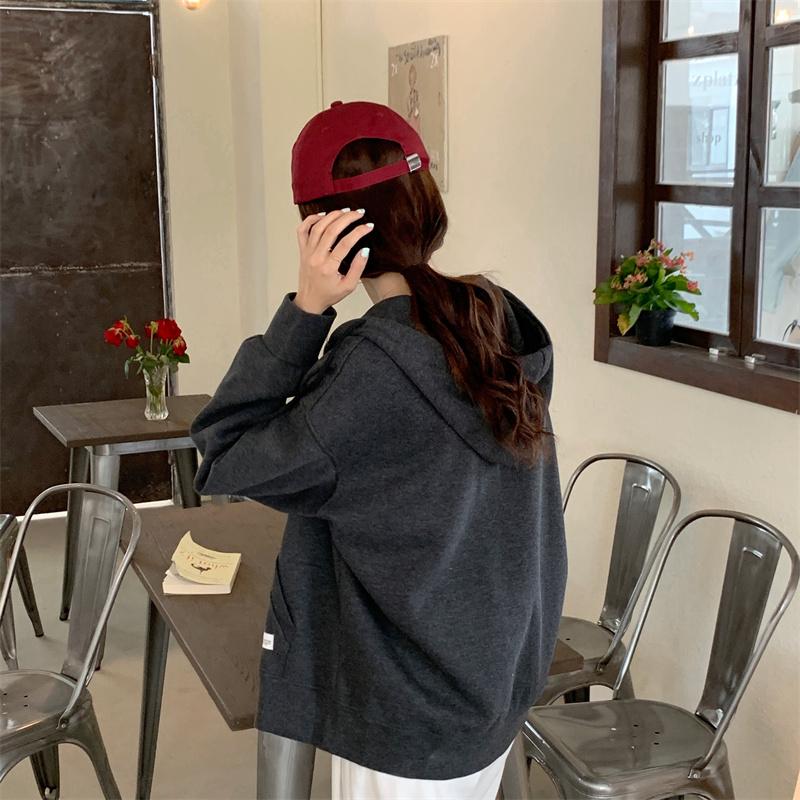 Chic Zip-up Hoodies Female Casual Street Loose Thin Sweatshirt Pocket Hooded Women Cardigans