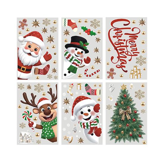 1 Set Christmas Magnetic Window Stickers Set Santa Snowman Reindeer Double-Sided Waterproof Decals Festive Decor