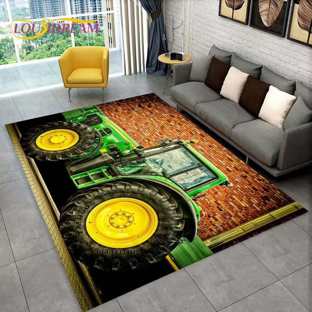 Truck Car Tractor Series Pattern Area Rug,Carpet Rug for Home Living Room Bedroom Sofa Doormat Decor,kids Non-slip Floor Mat 3D