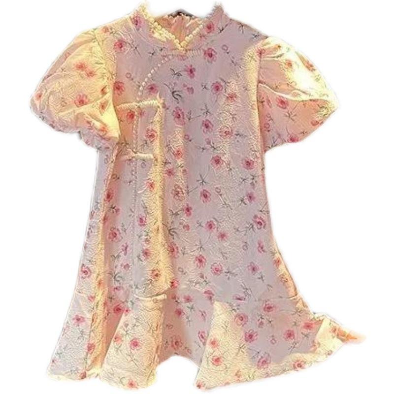 Girls Summer Vintage Qipao Dress Kids Stylish Hanfu Princess Gown Toddler Baby Chinese Traditional Clothing