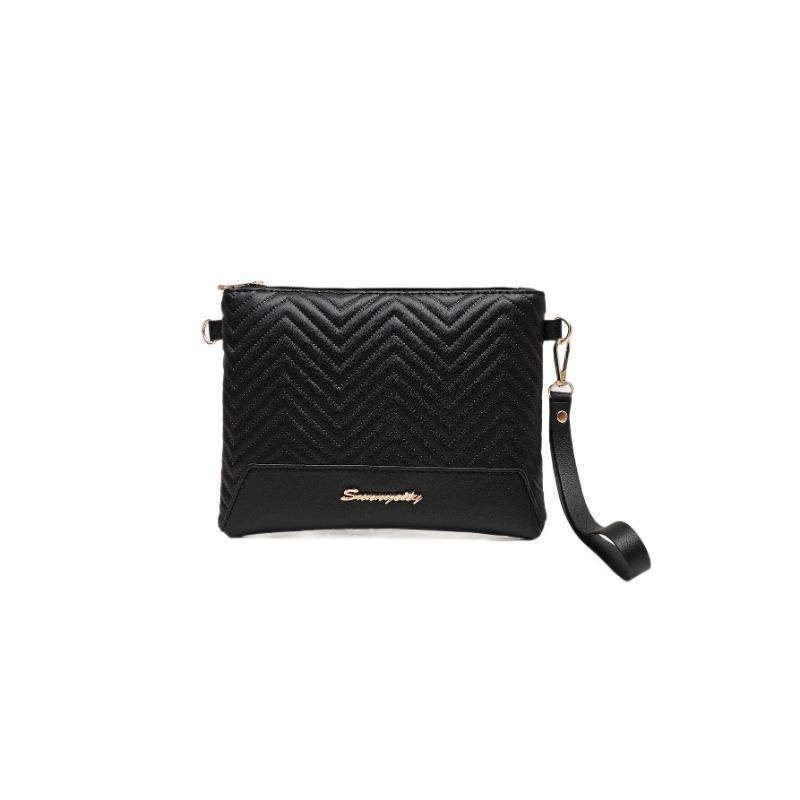 Simple wave solid color high-end quilting embroidery solid color shoulder strap commuter bag women's change bag new model