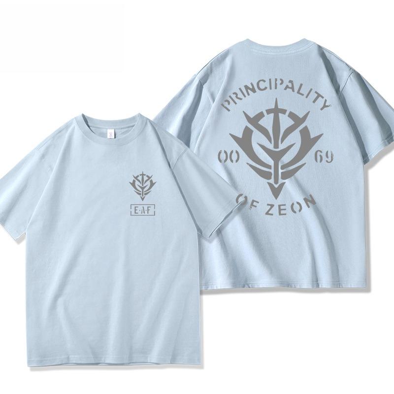 Mobile Suit Gundam Anime Peripheral Jion Duchy Army Same Short Sleeve TShirt Mens and Womens Summer Clothes Tide