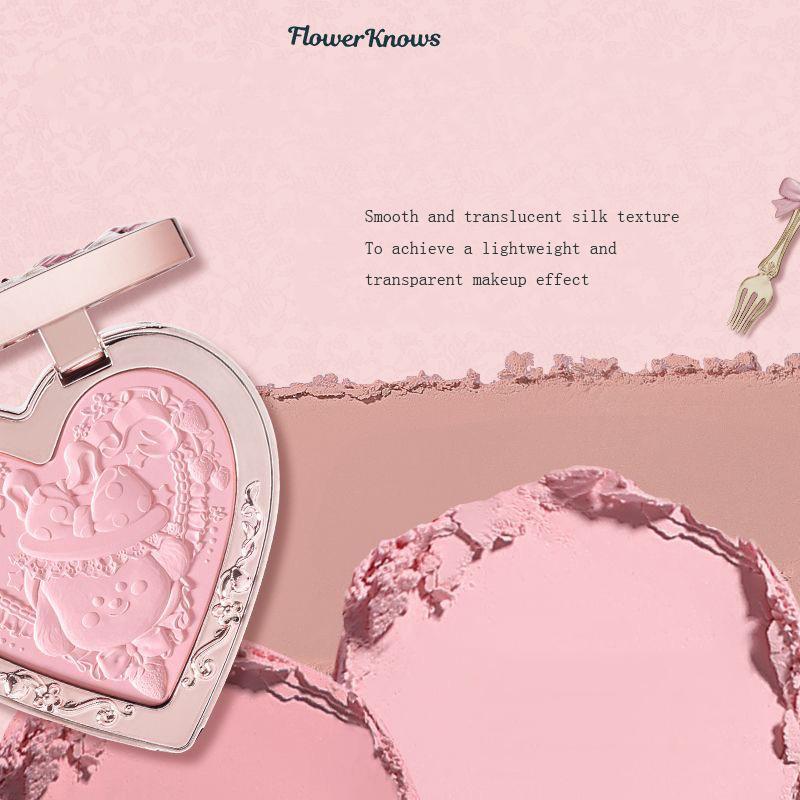 Never's Shop Collection Flower Knows Velvet Blush Cute Makeup Blushes Cruelty-Free Powder Blush Shape Face for a Matte Finish