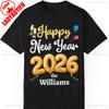 Individuelles Frohes Neues Jahr 2026 T-Shirt Personalisierter Familienname Silvesterparty Unisex Kleidungsstück Baumwoll-Oberteil Ganzjahres-Qualität Mode-T-Shirts