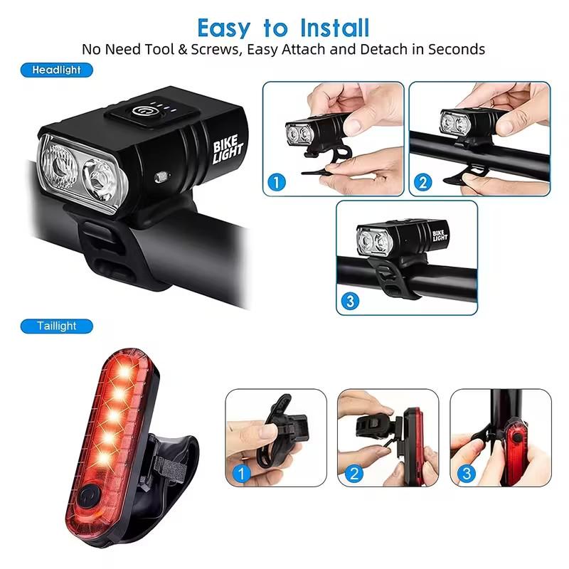 bicycle light LED SET rechargeable waterproof front light + taillight de