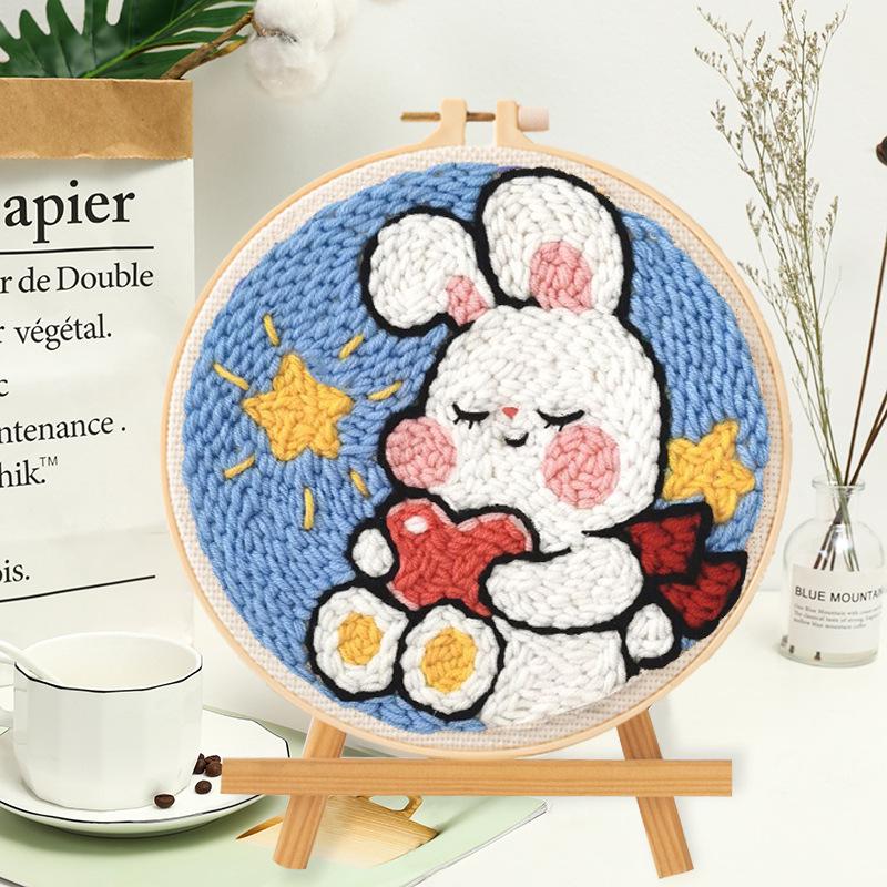 Russian Punch Needle DIY Kit: Handmade Wool Base for Fun Embroidery Projects