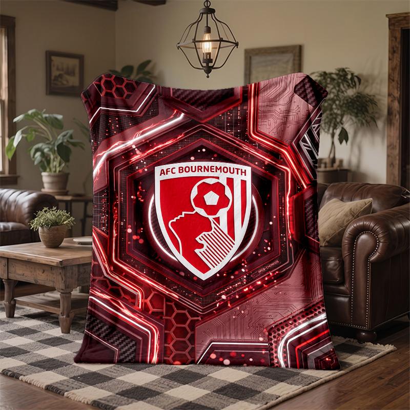 Bournemouth Football Print Flannel Blanket Soft Warm Sofa Bed Throw Blanket For Home Office Bedroom