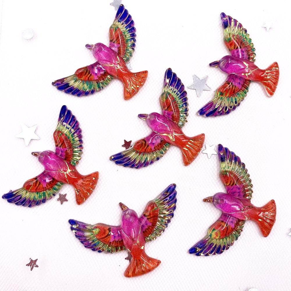 

20шт смолы блестящие красочные птица Flatback горный хрусталь альбом для вырезок 1 отверстие 19mm*30mm