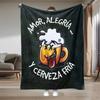 Creative Beer Fun Patterns Flannel Printed Blanket Suitable for All Seasons Suitable for Living Room Office Sofa and Travel