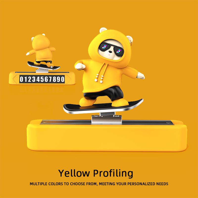 Cross-Border Skateboard Bear Ornament: Creative Floating Bear for Car Interiors