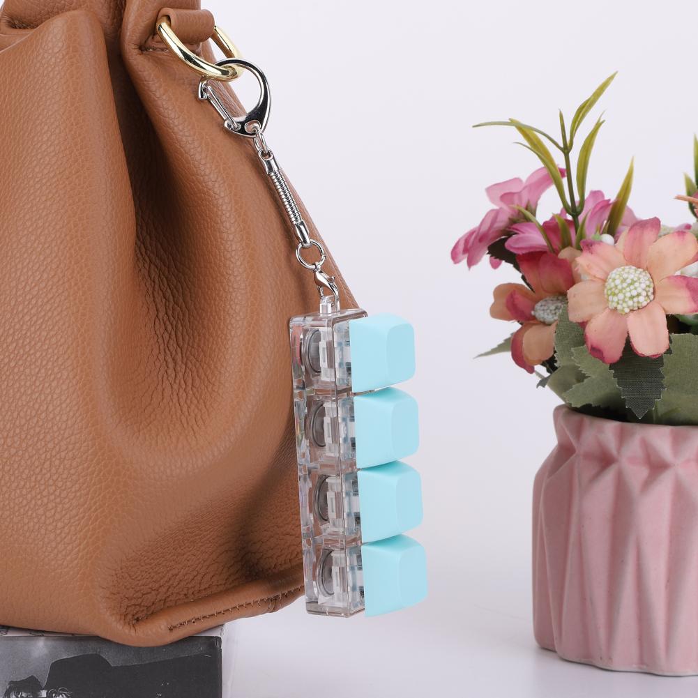 LED Keyboard Fidget Toys Keychain 4 Keys Keyboard Decompression Toys Mechanical Keyboard Clicker for Adult Gifts Stress Relief