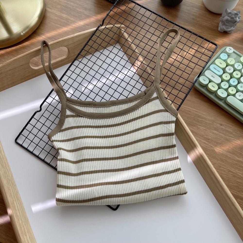 Damski Prążkowany Dzianinowy Top na Ramiączkach: Seksowna, wyszczuplająca, bezrękawnikowa letnia bielizna wewnętrzna w dużych rozmiarach