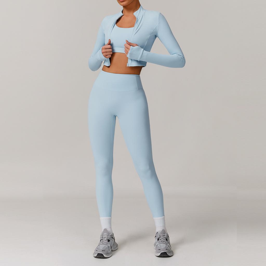 JYL Naked Yoga Set Professional Gym Three Piece Fitness Outfit