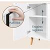 Buffet Enfilade RENZO - Design 3D Strié - 3 Portes Push-to-Open - L 120 Cm - Blanc Mat - Pieds 15 Cm - Style Scandinave
