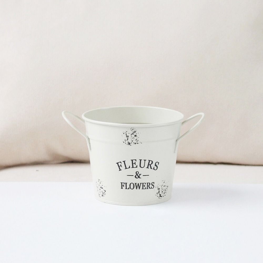 Corrosion-resistant Round Flower Pot Handicraft Flower Bucket Ornament Iron Planter Pot  Desktop