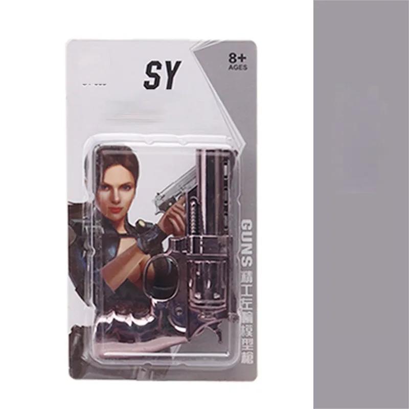 1:3 Mini kovové modely hraček zbraní MP7 M10 revolver pistole hračka měkké kuličky může střílet hračka samopal