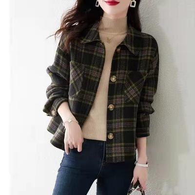 Small Fragrance Style Plaid Jacket for Women In Autumn and Winter New Loose Slim Top for Women In Small Short Jacket