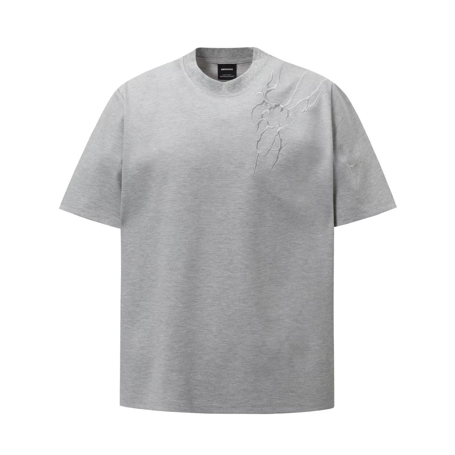 

Вышитая футболка Мужская Летняя Американская Высокая Улица Топ с Круглым Вырезом Передняя Плечевая Половина Рукава 3XL светло-серый