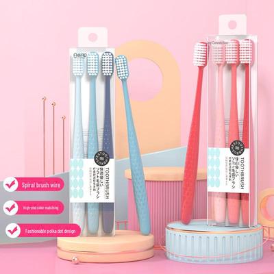 Gradient Color Soft Bristle Adult Toothbrush (3-Pack) - Portable Spiral Design for Couples