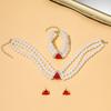 Geometric Crystal Multilayer Imitation Pearl Necklace Necklace Bracelet Stud Earrings Set Bridal Crystal Jewelry Women