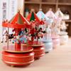 Charming Carousel Music BoxFestive Red/Golden with 3D Horses, Ideal for Holiday Decor  Gifts, Battery Free, Perfect for Living Room Display
