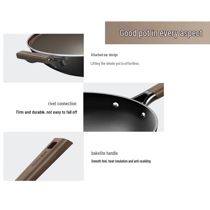 KOBACH Uncoated Cast Iron Stir-Fry Wok