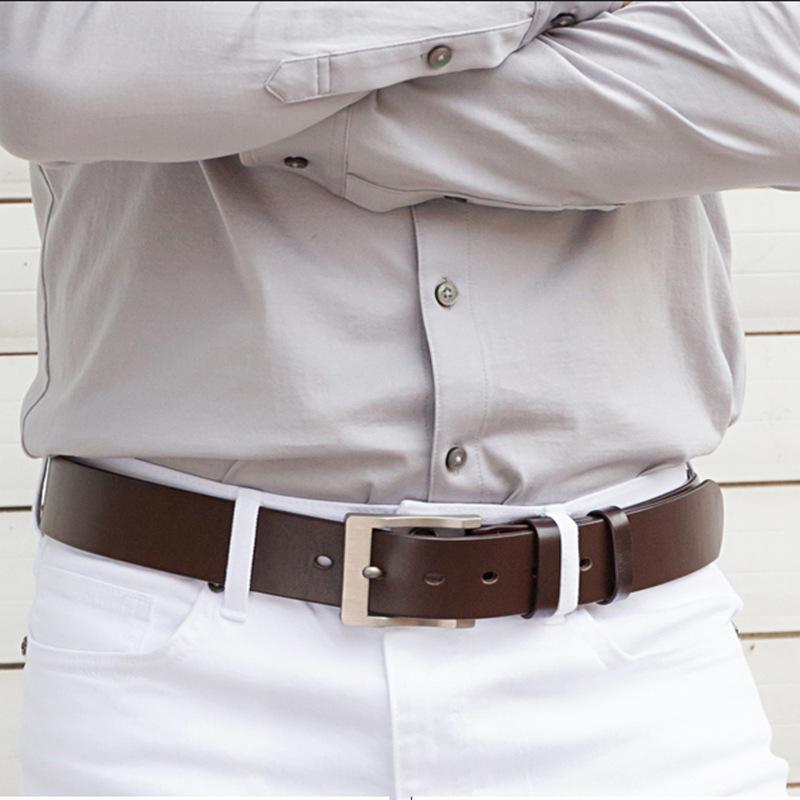 Retro Cowhide Belt Men'S Pin Buckle Belt Business Casual Trendy Men'S Simple Leather Belt