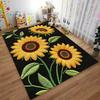 3D Sunflower Pattern Carpet with Black Background for Home Decor Suitable for use as an anti-slip for living room bedroom sofas
