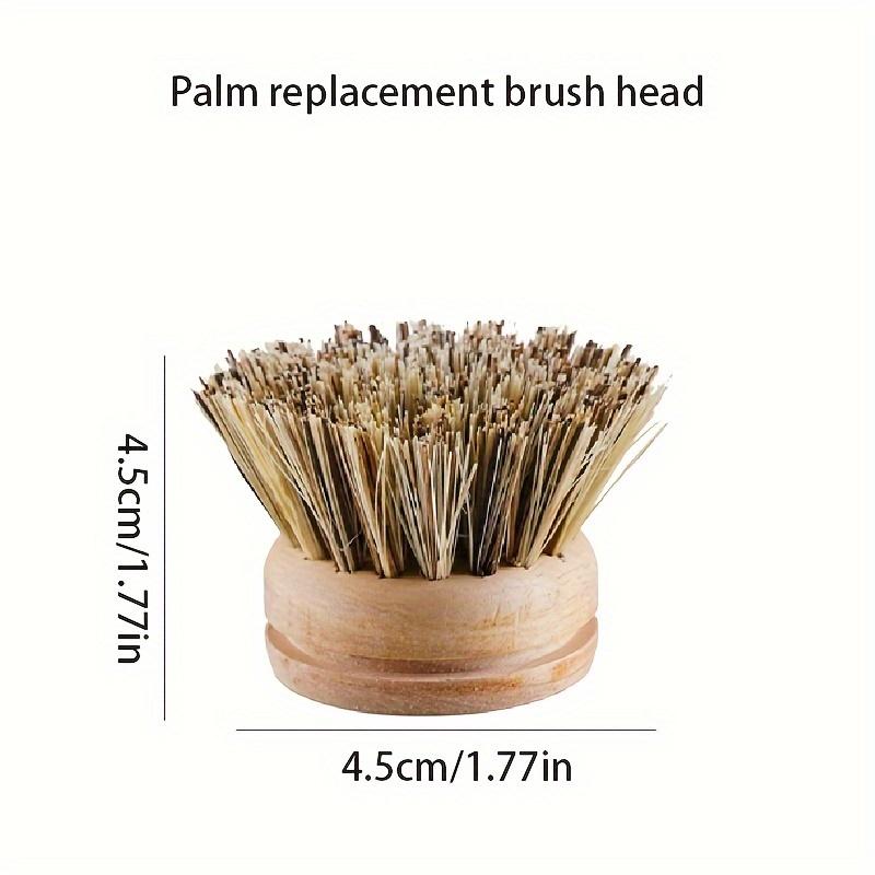 Horsehair Replaceable Pot Brush Long Handle Detachable Pot Brush Natural Loofah Soft Hair Pot Brush Coconut Brown Cleaning Brush