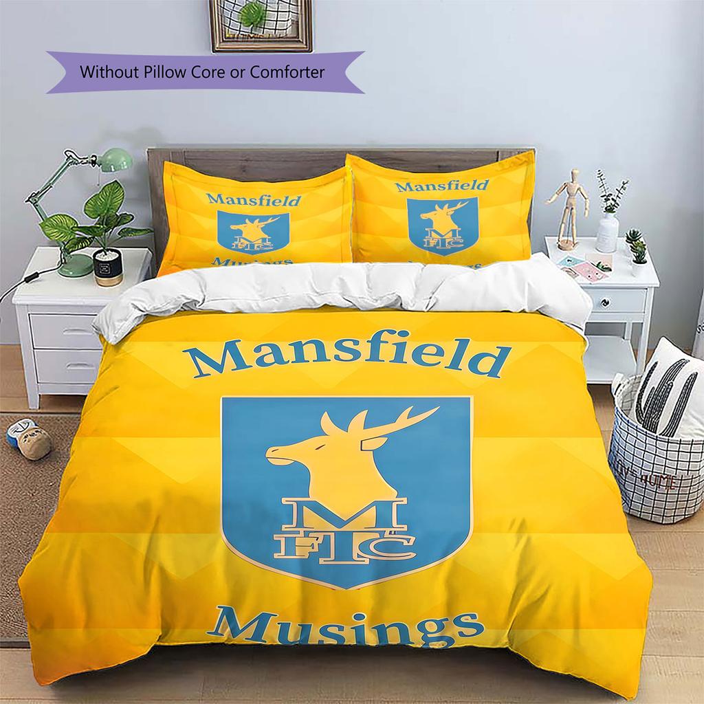 MansfieldFC Muster Bettwäsche Steppdecke Set Bettbezug Kissenbezug Heimdekoration Geburtstagsgeschenk (1 Bettbezug + 2 Kissenbezüge, ohne Füllung)