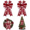 2 Pack Velvet Snowflake Christmas Bows for Wreaths and Trees, Large Wired Edge Bow for Front Door Mantel Winter Holiday Decor