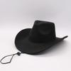 Western cowboy roll-up edge large edge cowboy hat light hat imitation leather velvet jazz hat protective riding hat