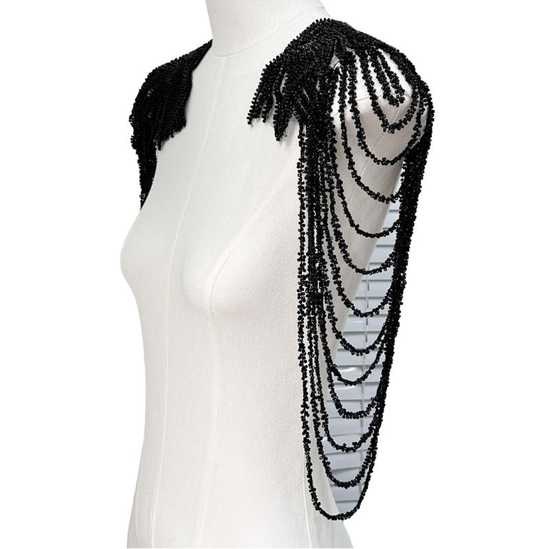1 Pair Sequined Beaded Uniform Epaulets Party Costume Epaulettes Glittering Shoulder Wrap Epaulet for Stage Performances