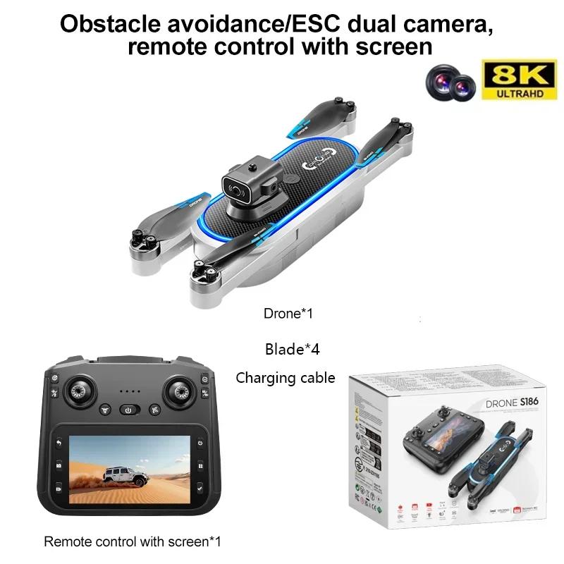 New S186 Drone 8K Professional 5G GPS HD Dual Camera Photography Brushless Foldable Large Screen RC Quadcopter Boys Toys Gifts