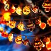 Portable LED Lights for Garden Balcony Halloween String Lights, Pumpkin Ghost Spider Battery Operated Fairy Spooky Black Cat Light Decorations Party,