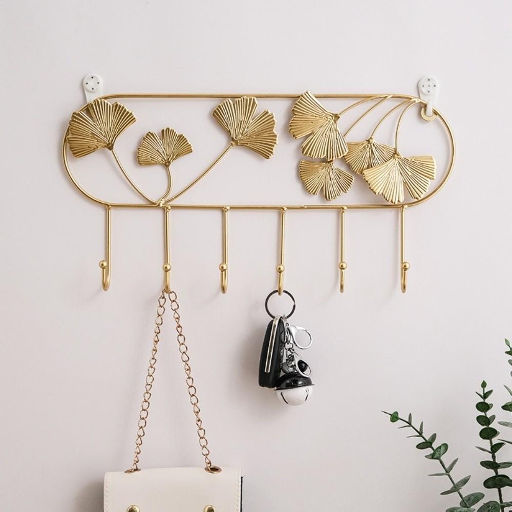 Golden Metal Coat Hooks Iron Art Coat Hanger Multipurpose Key Holder  Living Room