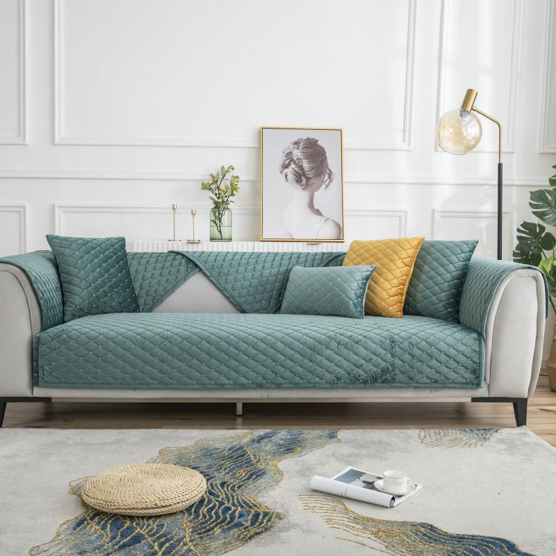 Autumn and Winter New Velvet Solid Color Super Soft Sofa Cushion Modern Simple Non-Slip Sofa Cushion Covers