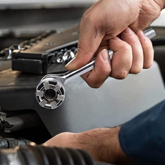 Adjustable Universal Socket Operation Multi-Function 10mm-19mm Wrench Tool Set One-Handed Drive Ratchet Torque Wrench