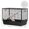 Guinea Pig Cage with Handle, Water Tank, Ramp and Tray, 80x48x58cm, Black