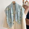 Elegant Chinese style blue magnolia silk large square scarf shawl silk scarf female gift mother mother mother-in-law elders