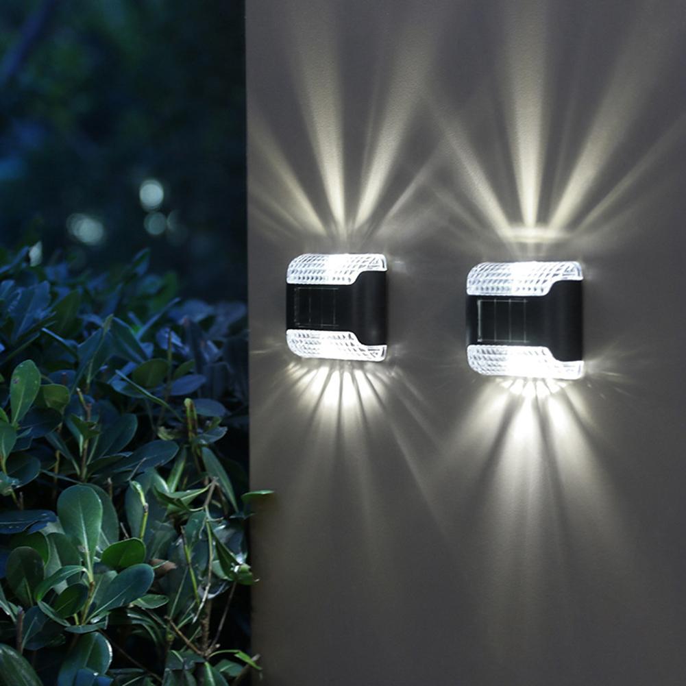 4pcs Solar Led Up Down Wall Lamp Outdoor Waterproof Garden Light For Fences Yard Patio Balcony Decor
