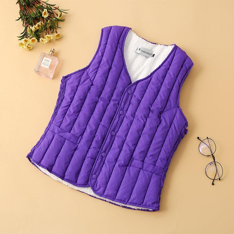Autumn and Winter Middle-aged Mothers Plus Velvet Warm Cotton  Vest Ladies Vest Lamb Fleece Waistcoat Short