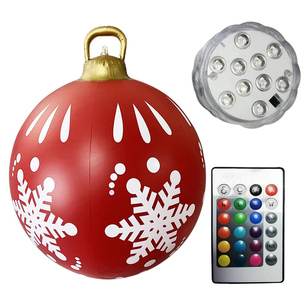 PVC Inflatable Christmas Ball Garden Decoration Ornaments Ball 60CM Xmas New Years Party Atmosphere Ball Yard Lawn Porch Decor