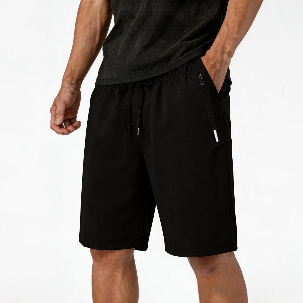 Men's Athletic Shorts Soft Comfortable Fabric Elastic Waistband with Adjustable Drawstring Zipper Pockets Lightweight Casual Sportswear