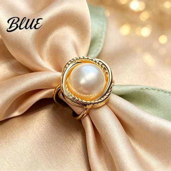 Retro Braided Scarf Holder Alloy Silk Ring with Faux Pearls Clip Rings for Women Round Buckle Clip Elegant Dresses And Shirts Fashionable