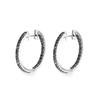 Black Awn New Classic Silver Color Round Trendy Spinel Engagement Hoop Earrings for Women Jewelry I181