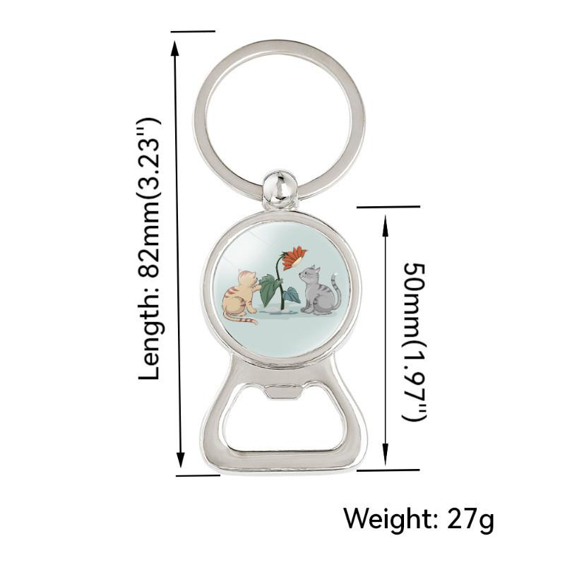 Adorable Cartoon Cat Time Gem Bottle Opener Keychain Cute Creative Car Accessory
