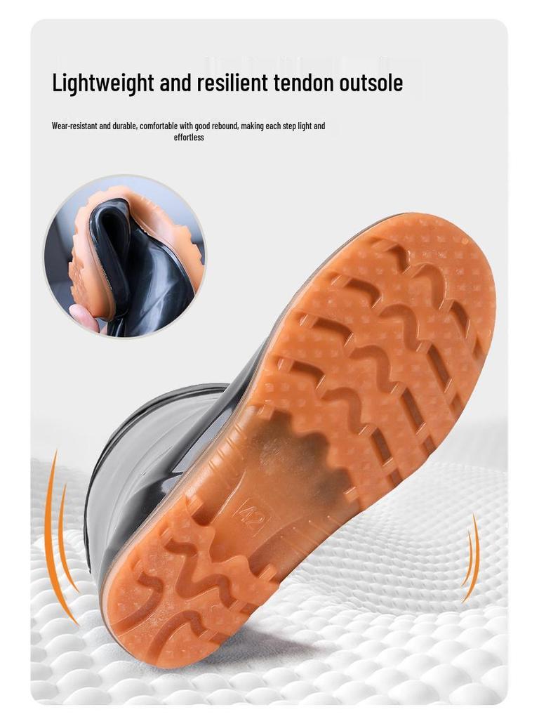 Lutai Herren PVC High-Top Regenstiefel - Verschleißfest, Kältebeständig, Plus Samt, Verdickt für Bau und Autowäsche.